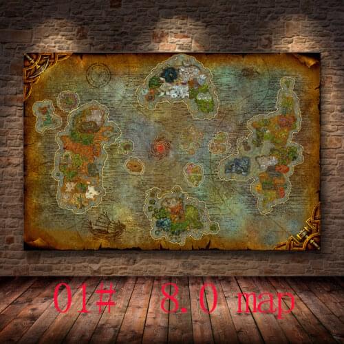 Unframed The Poster Decoration Painting of World of Warcraft 8.0 Map on HD Canvas Canvas Painting Cuadros Wall Art Canvas