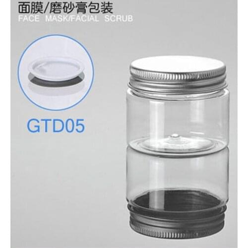 300pcs/lot.50g PET plastic jar with aluminum cover.PET Cream jar.Powder container.Split charging PET bottle.Beauty package GTD05