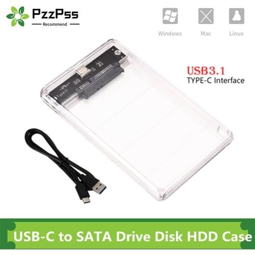PzzPss 2.5 Inch HDD Enclosure SATA 3.0 to USB 3.0 5 Gbps 6TB Support UASP HD External Type C 3.1 SSD Hard Drive Case