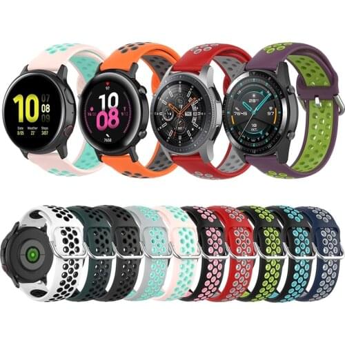 20mm Silicone Watch Band for Huawei Watch GT2 42mm Soft Sport Strap for Samsung Galaxy 42mm Active2 Gear S2 Watchband Bracelet