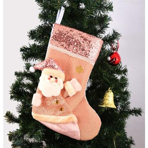 Christmas Stocking Large Xmas Gift Bags Fireplace Decoration Socks New Year Candy Holder Christmas Decor For Home