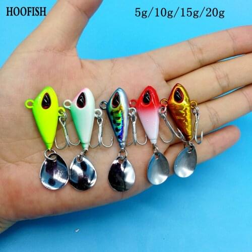 HOOFISH 3PCS/lot Metal Mini VIB With Spoon Fishing Lure 5g/10g/15g/20g Crankbait Vibration Spinner Sinking Bait fishing tools