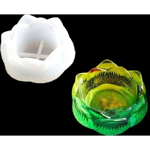 1PC Transparent DIY Silicone Mold Lotus Shape Epoxy Resin Mould Ashtray Mold Crafts Making Wholesale Brand New