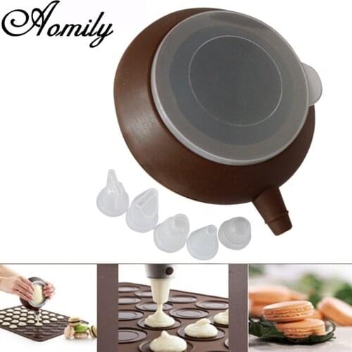 Aomily 5pcs/Set Durable Silicone Cream Pot Cake DIY Macaroon Kitchen Bakery Dessert Maker Healthy Cream Fondant Baking Tools