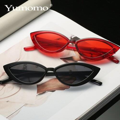 Fashion retro black cat eye sunglasses ladies UV400 fashion brand designer mirror small frame cat eye sunglasses female shadow