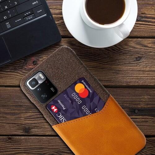Febric Card Holder Cover For Xiaomi Poco X3 GT F3 M3 X3NFC Cloth Texture Antiskid Funda For Mi 11i 11 Lite 5G Ultra 11X Pro Case