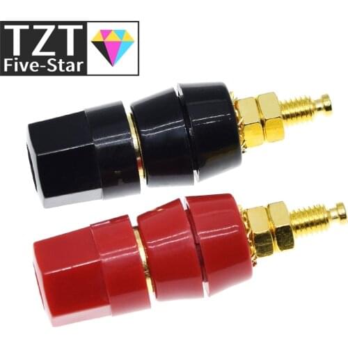 TZT 1pair(black+red) Terminals Red Black Connector Amplifier Terminal Binding Post Banana Speaker Plug Jack Adapter Socket