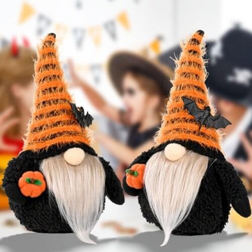 Halloween Decorations Bat Pumpkin Gnome Swedish Tomte Plush Handmade Scandinavian Elf Nisse Dwarf Farmhouse Decor