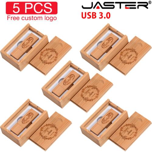 5 PCS/LOT Wooden Box USB Flash Drive USB 3.0 Free Custom Logo Pen drive 128GB 64GB 32GB Memory Stick Photography Wedding Gifts