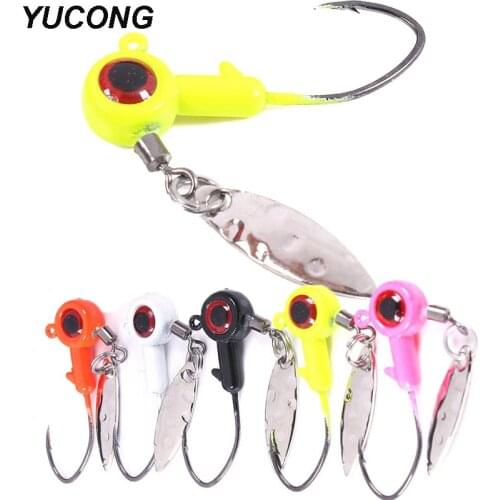 YUCONG 5PCS Jig Fishing Hooks 1/8-1/16oz Jigging Head Hooks Spinner Metal Sequins Fishhooks For Soft Worm Bait Pesca Tackle