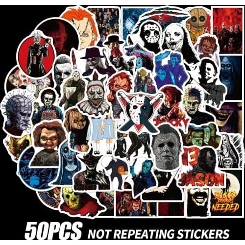 10/50 PCS Cartoon Thriller Horror Character Diary Graffiti Suitcase Laptop Toy Decoration Waterproof Sticker Wholesale