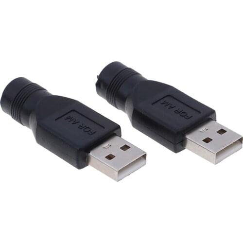 2Pcs USB female to 5.5mm x 2.1mm female DC power converter charger adapter