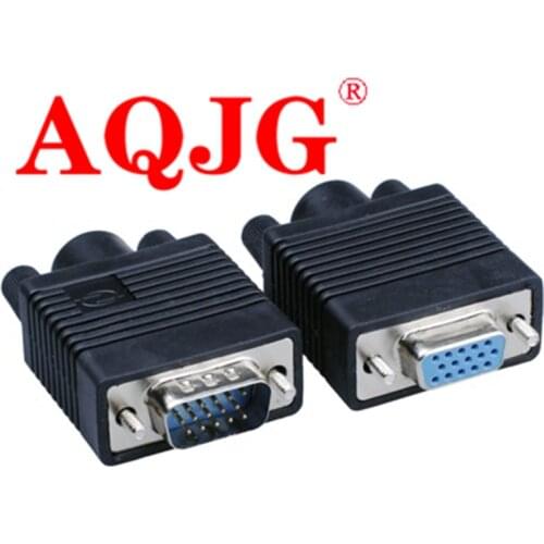 2pcs VGA plug 15pin/hole 3 rows DB15 male female welding head Black glue plastic Shell Gold-plated Video Wiring connector Rated