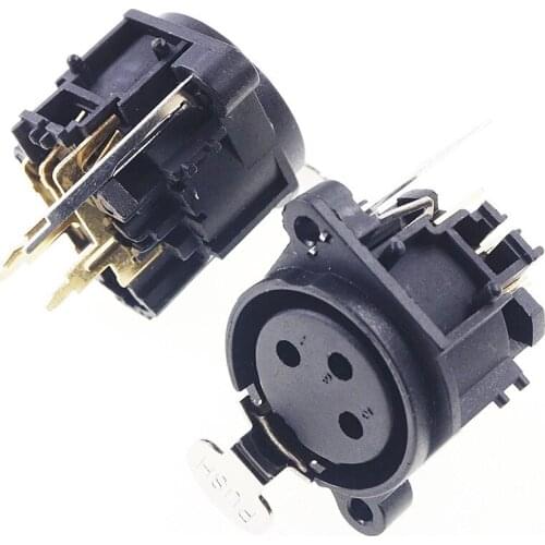 200 pcs XLR Socket 3 pin Socket Receptacle Vertical Solder PCB through Holes Panel Mount Latch Lock 3 Position circular Female