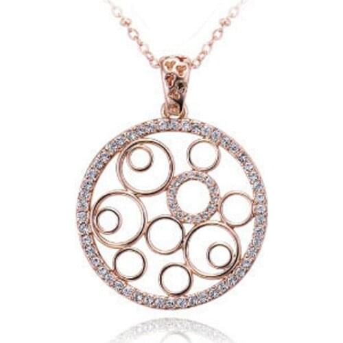 2016 gold-color Hollow Round Crystal Necklaces & Pendants Fashion Jewelry Necklaces for women