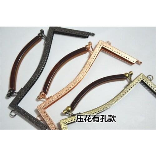 21.5cm big size women DIY purse frame with vintage handle metal clasp kiss buckle knurling edge 2pcs/lot