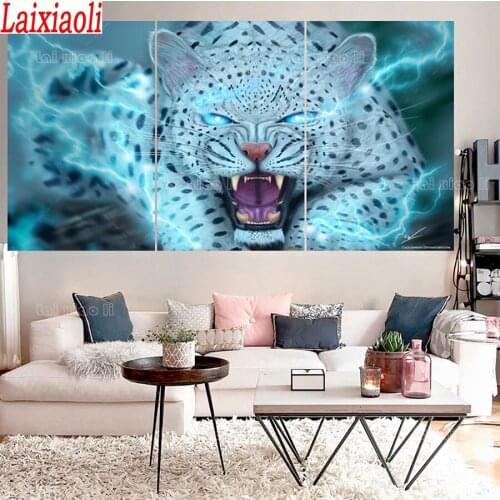 3 pcs Lightning Leopard Animal diamond embroidery mosaic 5d diy diamond painting,full square/round diamond art Wall Art Picture