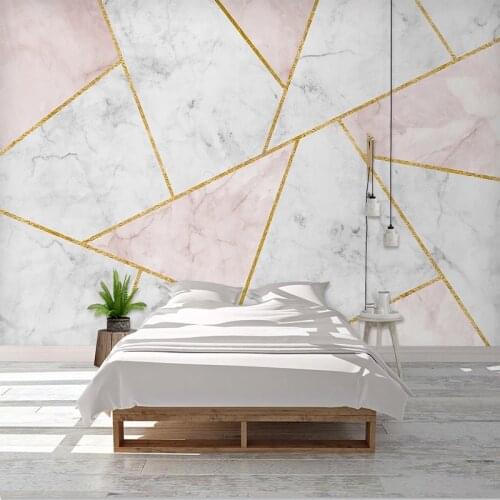 Custom Mural Wallpaper Modern 3D Abstract Geometric Marble Golden Lines Living Room Sofa TV Background Wall Painting Home Decor