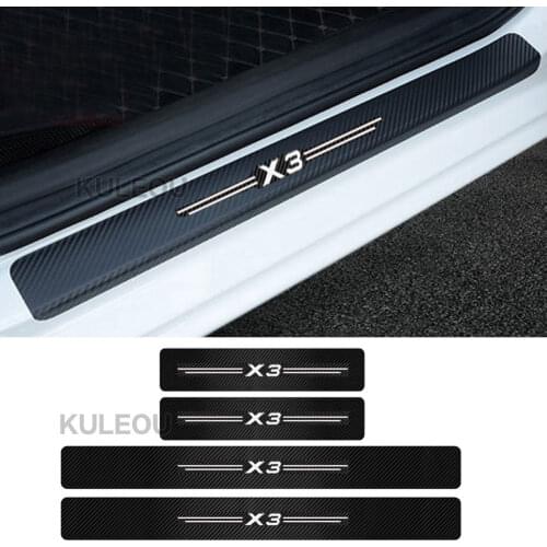 4PCS Car Door Sill Stickers BMW X3 E83 F25 G01 Auto Anti-Scratch Protector Guards Carbon Decals Car Tuning Accessories