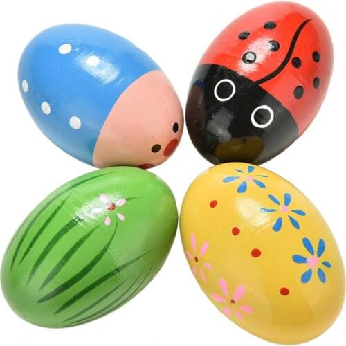 1Pc Wooden Sand Eggs Instruments Percussion Musical Toys Kids Birthday Halloween Christmas Gifts Colors Random