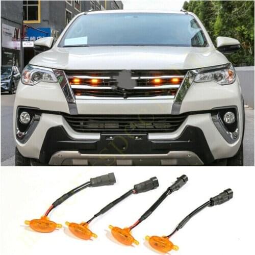 For Toyota Hilux AN160 2016-2020 LED Car Front bumper Grille LED Amber Light Raptor Style Light Kit Decor W/ Wire Speed