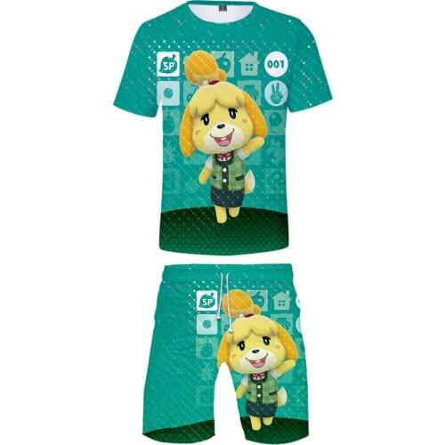 Animal Crossing T shirt and Beach shorts Set Summer Breathable 3D Mens Sets animal crossing new horizons Printed Men Large size