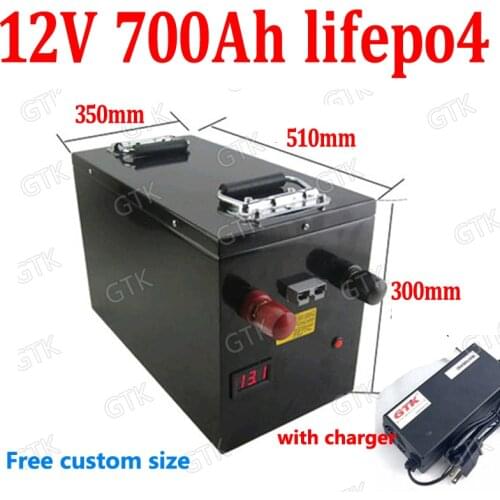 GTK Lifepo4 12.8V 12V 700AH lithium battery BMS 12.8V for RV EV inverter Solar energy Go Cart vehicle Forklift boat +20A Charger