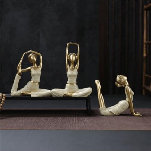 Art Abstract Meditation Yoga Pose Figurine Statue,Decorative Resin Girl Yoga Scuplture for Home Bookshelf Decor Gift