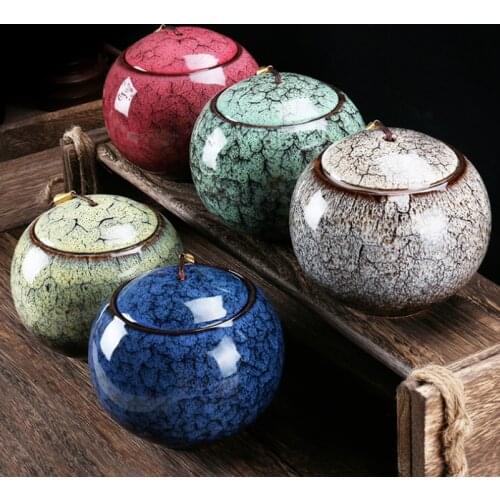 Chinese Style Ceramic Tea Caddy Portable Travel Storage Tank Pu'er Tea Storage Pot Household Sealed Storage Bottle Holiday Gift