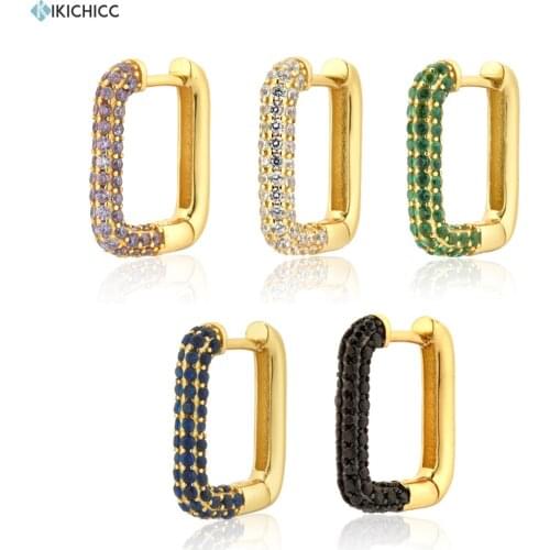 Kikichicc 925 Sterling Silver Gold Square Hoop Piercing Huggies Thick Lage Women Pendiente Jewelry For Party Wedding Gift