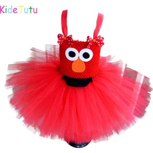 Red Monster Costume Girls Baby First Birthday Tutu Dress Kid Halloween Cosplay Clothes 1-12Y Children Carnival Holiday Party