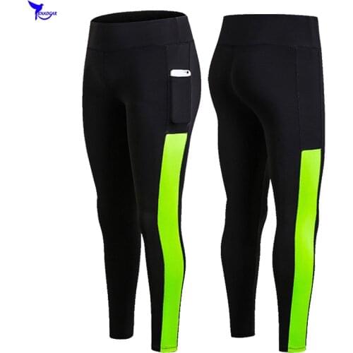 2019 Women Compression Running Pants with Pocket Base Layer Quick Dry Jogging Leggings Stretch High Waist Gym Fitness Leggings