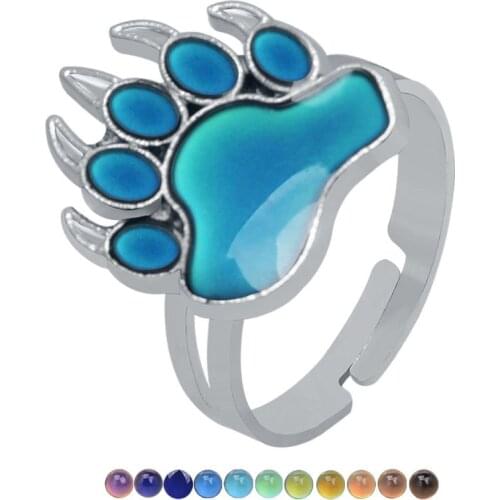 Bears Paw Color Change Mood Rings Temperature Emotion Feeling Rings Bands