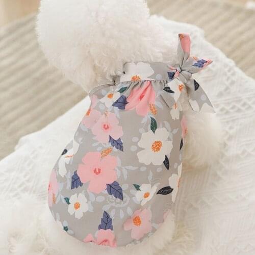 Fashion Cotton Pet Clothes Cute Strawberry Flower Dress Bowknot T-shirts Lovers Suit Small Medium Cat Dog Pet Supplies Dog Skirt