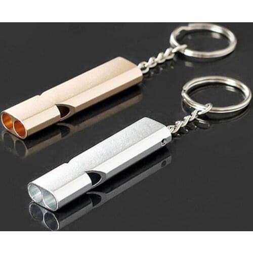 NEW Double Pipe High Decibel Aluminum Alloy Outdoor Emergency Survival Whistle Keychain Cheerleading Whistle Multifunction Tool