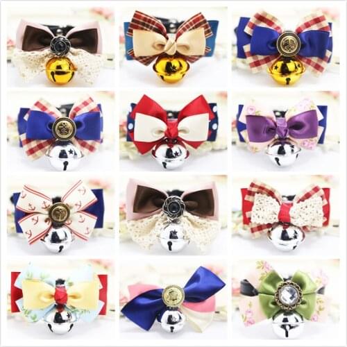 Pet dog cat collar dog jewelry cat collar adjustable shoulder strap pet dog bow tie bell puppy dog bow tie dog pet supplies