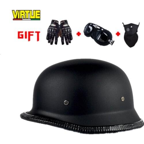 Motorcycle Half Helmet German Style Retro Foam Buffer Layer Personality Summer Open Face Cruiser Scooter Chopper Accessories
