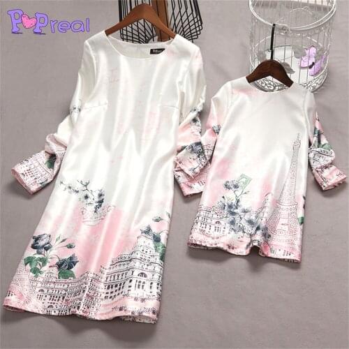 PopReal Fashion Parent-Child Outfit Family Matching Outfits Mom And Daughter Skirt Mini Mother Dress Flowers Print