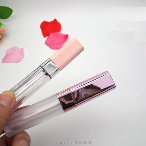 Clear Empty Lip Gloss Tube with Pink Cap DIY Portable Liquid Lipstick Bottle 6.5ml Plastic Square Eyeliner tube 30pcs/Lot