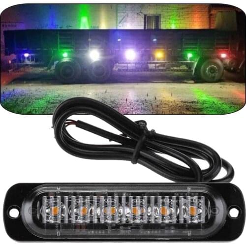 Multicolor Bright 6 LED Flash Emergency Warning Lights for Car Auto Truck Motorcycle Side 18 Strobe Modes Flashing Light Lamps