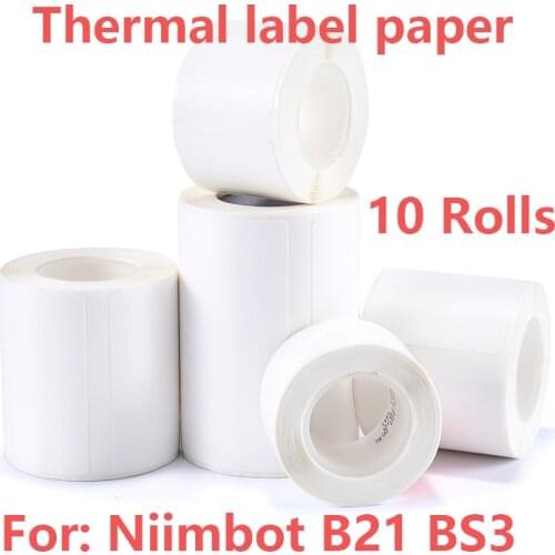 10 Rolls Self-Adhesive Label Paper Multi-Purpose Printable Sticker Labels Waterproof Oilproof Scratchproof Barcode Price Size