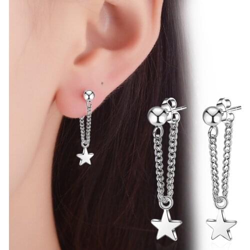 925 Sterling Silver Star Drop Earrings For Women Girls Wedding Party Gift Statement Jewelry Pendientes Plata 925