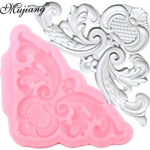 Mujiang Sugarcraft Flower Border Silicone Molds Scroll Relief Fondant Mold Cake Decorating Tools Candy Chocolate Gumpaste Moulds