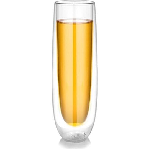 Heat-resistant high boron silicon double-glazed custom logo creative champagne glass cross-border wine glass new transparent