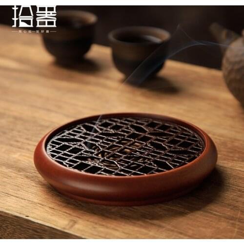 Solid wood plate incense burner domestic Chinese style incense burner indoor mosquito coil tray bracket sandalwood box
