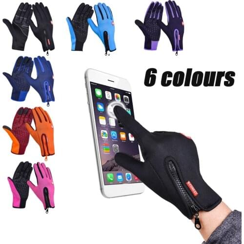 Touchscreen Cycling Gloves,Men Windproof Thermal Fleece Warm Bicycle Bike Ski Gloves,Waterproof Sports Full Finger Hiking Gloves