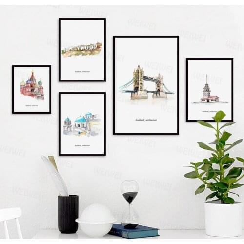 Weiwei The Worlds Logo Architectural Landscape Canvas Painting Wall Art Posters and Prints Picture Bedroom Home Decor