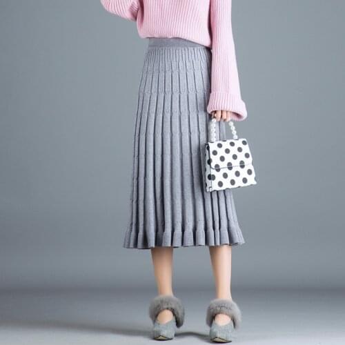 High Waist Skirts Women Autumn Winter Warm Knitted Skirts vintage Thicken A-Line Skirts Women