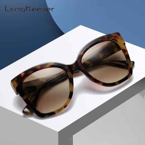 LongKeeper 2021 Retro Oversized Cat Eye Sunglasses Women Luxury Brand Designer Gradient Sun Glasses Cute Sexy Ladies Eyewear