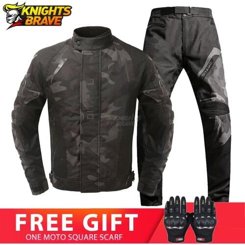 Motorcycle Jacket Men Cold-proof Waterproof Moto Suits Camouflage Motocross Suit Racing Riding Moto Jacket Pants Protection Set